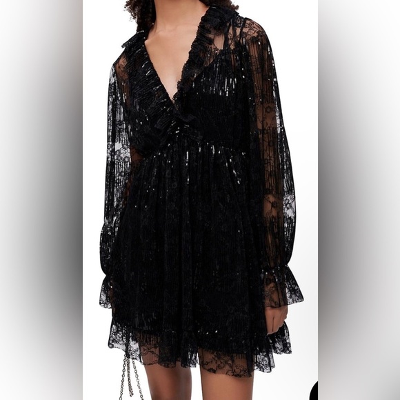 Maje Reville Sequin Lace Mini Dress - NWT - Size 38 (US 6) - Picture 1 of 15